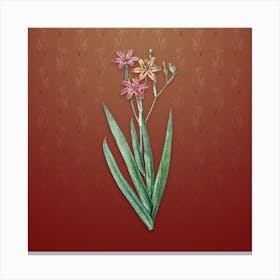 Vintage Blackberry Lily Botanical on Falu Red Pattern n.1339 Canvas Print