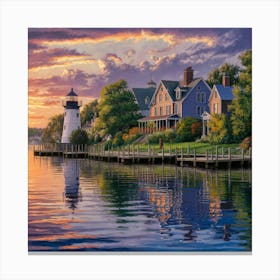 Lighthouse At Sunset 1 Canvas Print