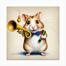 Hamster Playing Trumpet 3 Canvas Print