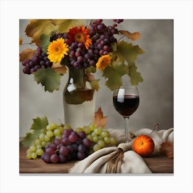 Autumn Grapes And Wine Canvas Print
