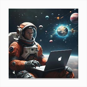 Astronaut Working On A Laptop Canvas Print