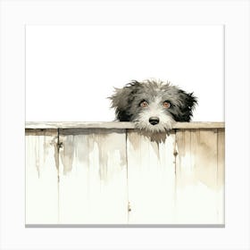 Dog Peeking Over Fence 12 Canvas Print