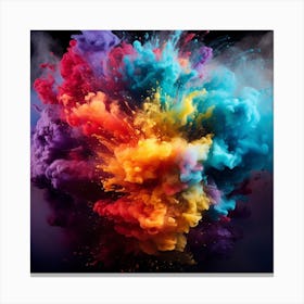 Colorful Powder Explosion On Black Background. Canvas of Colors: Powder Paint Explosion. Canvas Print