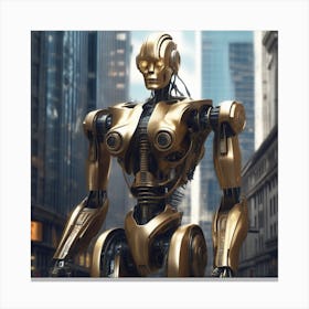 Golden Robot Canvas Print