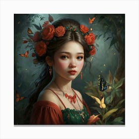 Girl In The Forest Canvas Print