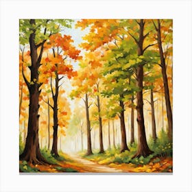 Forest In Autumn In Minimalist Style Square Composition 112 Canvas Print