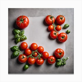 Tomatoes And Basil Canvas Print