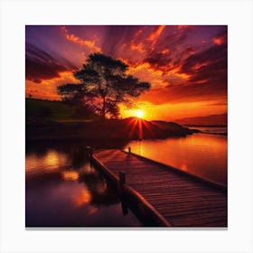 Sunset On The Lake 12 Canvas Print