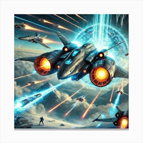 A Futuristic Sci Fi Depiction Of Solar Flare Interceptors Canvas Print