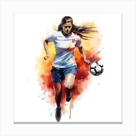Soccer Player Watercolor Painting 2 Canvas Print