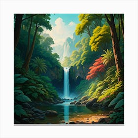 Waterfall In The Jungle Canvas Print