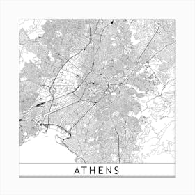 Athens Map Canvas Print