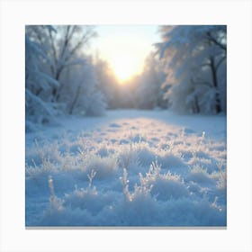 Glistening Frost On A Serene Winter Landscape 1 Canvas Print