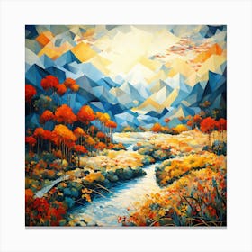 Hyperdetailed Fusion Stylized Cubist Landscape Infused Canvas Print