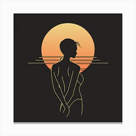 Silhouette Of A Woman At Sunset 13 Canvas Print