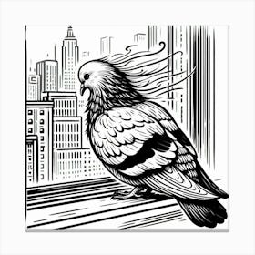 Line Art pigeon 1 Canvas Print