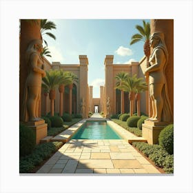 Serene Temple Of Luxor With Majestic Statues And Beautiful Gardens 1 Canvas Print