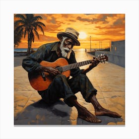 Old Man Playing Guitar 16 Canvas Print