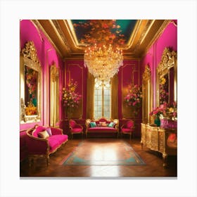 Pink And Gold Living Room Canvas Print