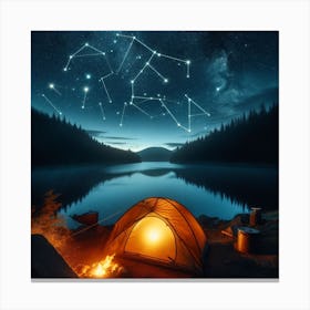Campfire With Constellations 3 Canvas Print