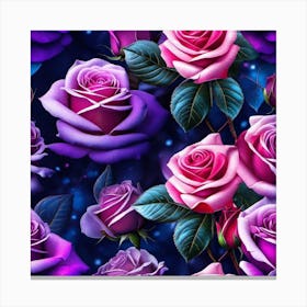 Purple Roses Wallpaper Canvas Print