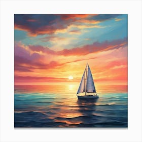 Sailboat At Sunset 8 Canvas Print