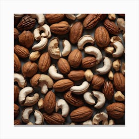Nuts On A Black Background 6 Canvas Print