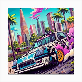 Speed Car In The City Canvas Print