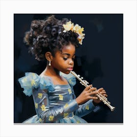 Little Girl Playing Flute 1 Canvas Print