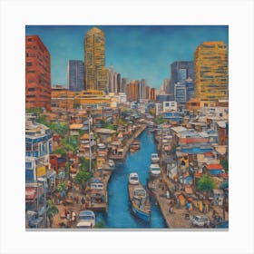 Philippines Cityscape Abstract Canvas Print