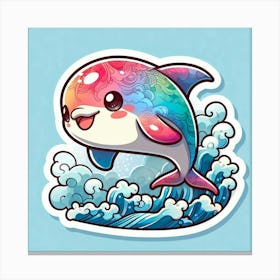 Cute Dolphin Sticker 1 Canvas Print