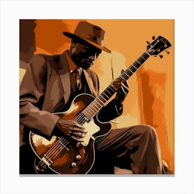 Blues Man Playing Guitar 1 Canvas Print