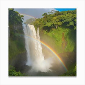 Rainbow Over A Waterfall paintings art print 1 Canvas Print