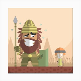 Giant Goliath David Bible Courage Fight Evangelical Force God Red Haired Nature Man Mountains Digital Painting Landscape Beard Power Bearded Canvas Print