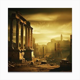 Roman Ruins At Sunset Canvas Print
