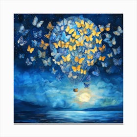 Hot Air Balloon With Butterflies Canvas Print