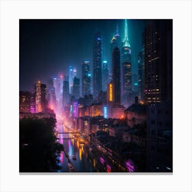 Cityscape At Night 3 Canvas Print