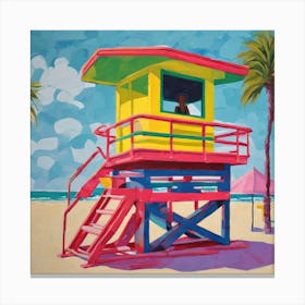 South Beach Miami Series. Style of David Hockney Canvas Print