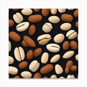 Almonds On Black Background 1 Canvas Print