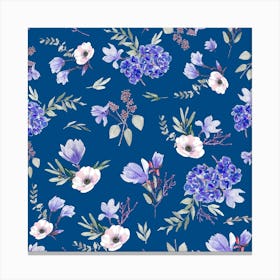 Geranium Flowers Classic Blue Canvas Print