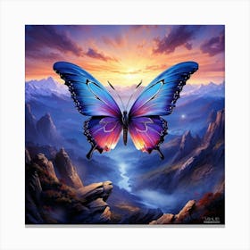 Butterfly With Brush Like Wings Flapping Cause Paint To Scatter Creating Miniature Landscapes With Canvas Print