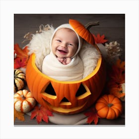 Baby In A Pumpkin 1 Canvas Print