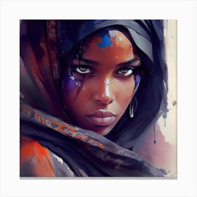 Watercolor Tuareg Woman #8 Canvas Print