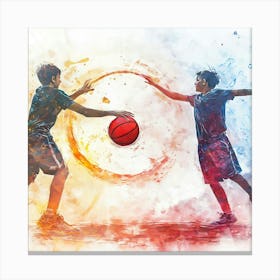 Basketball Players Playing Basketball Canvas Print