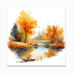 Watercolor Autumn Trees Canvas Print