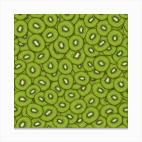 Kiwi Fruit Pattern Green Background Canvas Print