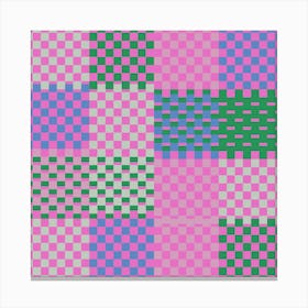 Dopamine Pink Checkered Pattern Canvas Print