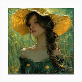 Girl In A Yellow Hat Canvas Print