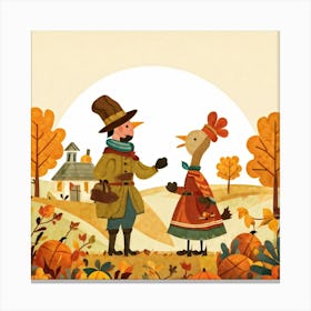 An Endearing Cartoon Character Of A Pilgrim Bird Typically Found Around A Thanksgiving Feast Situa 2 2 Canvas Print