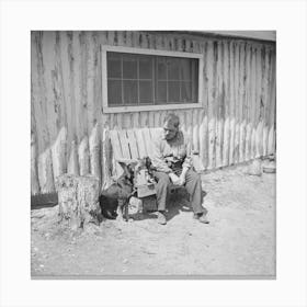 Black Aleck Dickinson And His Dog Snoop, Dickinson Is A Single Shacker In Iron County, Michigan By Russell Lee Canvas Print